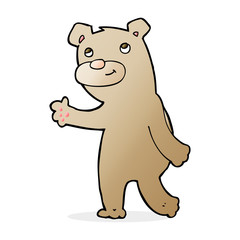 cartoon happy waving bear
