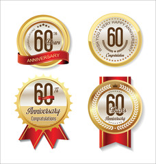 Anniversary Retro vintage golden labels collection 60 years