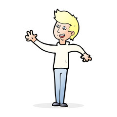 cartoon man waving
