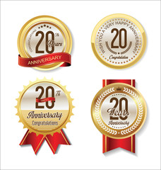 Anniversary Retro vintage golden labels collection 20 years
