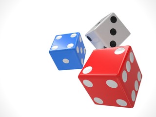 three dices on white