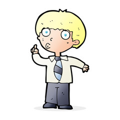 cartoon school boy with question