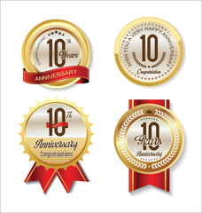 Anniversary Retro vintage golden labels collection 10 years