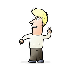 cartoon man making peace sign