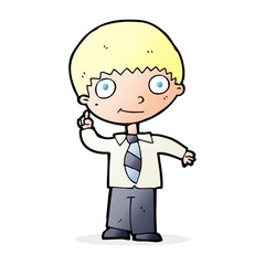 cartoon school boy with idea
