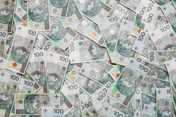 PLN - stos banknotów 100 zł - obrazy, fototapety, plakaty