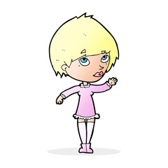 cartoon woman waving