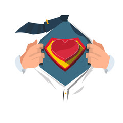 super hero with heart - vector