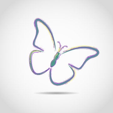 butterfly painted with brushes. icon