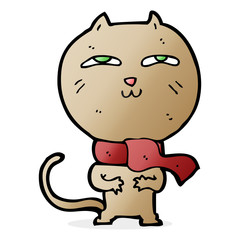 cartoon funny cat wearing scarf