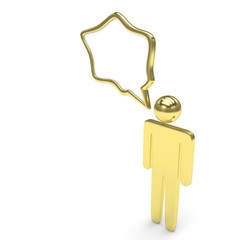 3d man with talk bubbles isolated over a white background