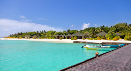Tropical island resort on Maldives