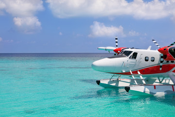 Maldives sea plane in Indian ocean