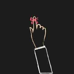 reminder ribbon on a finger. painted brushes