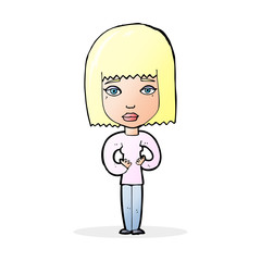 cartoon woman indicating self