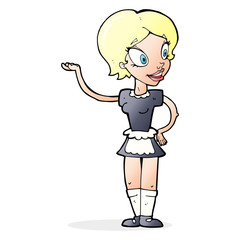 cartoon woman in maid costume