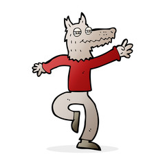 cartoon happy wolf man