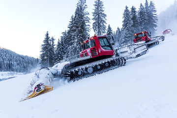 snowcat preparation ski slope