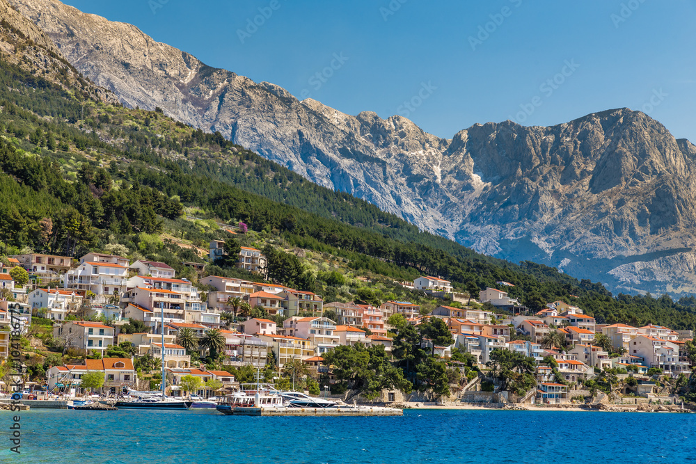 Wall mural Brela Village, Sea And Biokovo-Makarska,Croatia