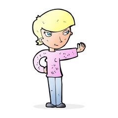 cartoon woman waving