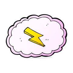 cartoon cloud and lightning bolt symbol