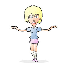 cartoon woman shrugging shoulders
