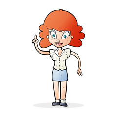 cartoon happy woman with idea