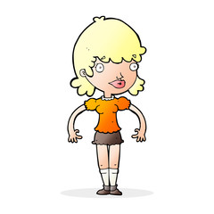 cartoon happy woman