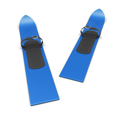 Plastic skis isolated on white background. 3d rendering.