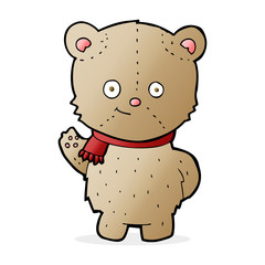 cartoon waving teddy bear