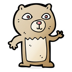 cartoon waving teddy bear