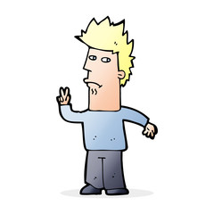 cartoon man giving peace sign