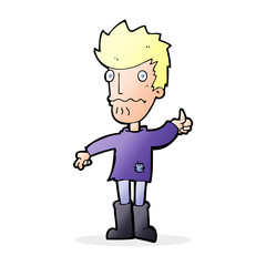 cartoon worried man giving thumbs up symbol