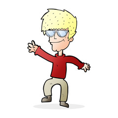cartoon waving cool guy