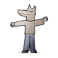 cartoon happy wolf man