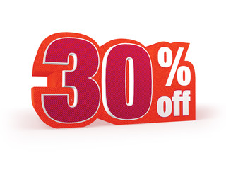 30 percent off red wool styled discount price sign