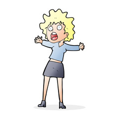 cartoon frightened woman