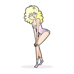 cartoon woman in lingerie