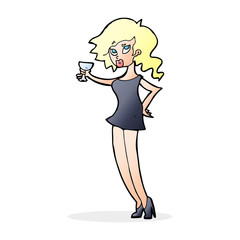 cartoon woman at party