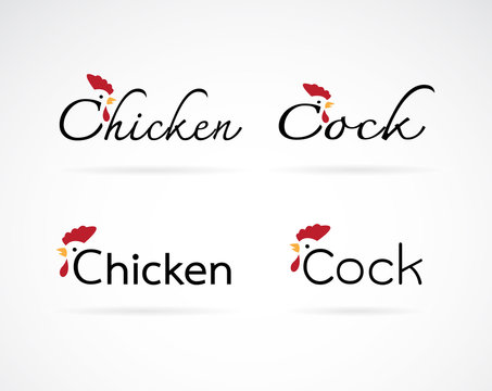 Vector design chicken and cock is text on a white background.