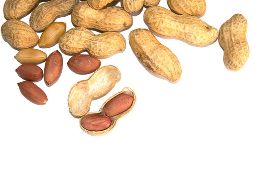 Peanut and Peanut peeled isolate on white background