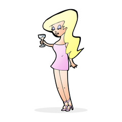 cartoon woman at party