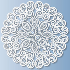 3D mandala, decorative flower, snowflake, embossed pattern, lace pattern, arabic ornament,indian ornament, vector