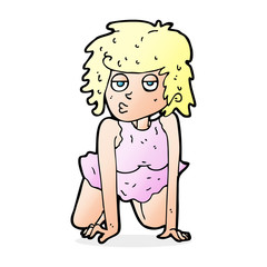 cartoon woman doing pin-up pose