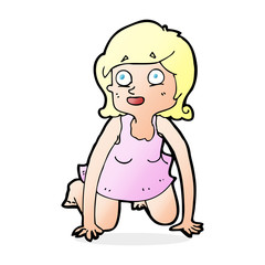 cartoon woman on all fours