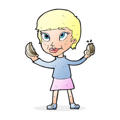 cartoon woman eating hotdogs