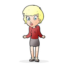 Obraz premium cartoon woman shrugging shoulders