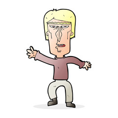 cartoon angry man waving warning