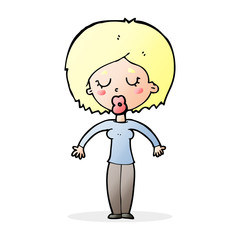 cartoon woman with closed eyes