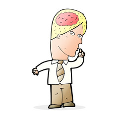 cartoon businessman with huge brain